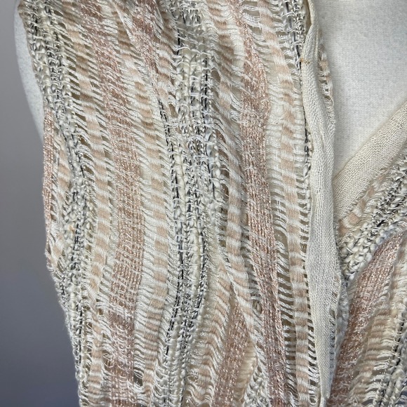BOHO Infinity Scarf in Beige and‎ Peach with Metallic Gold Accents - Picture 5 of 6